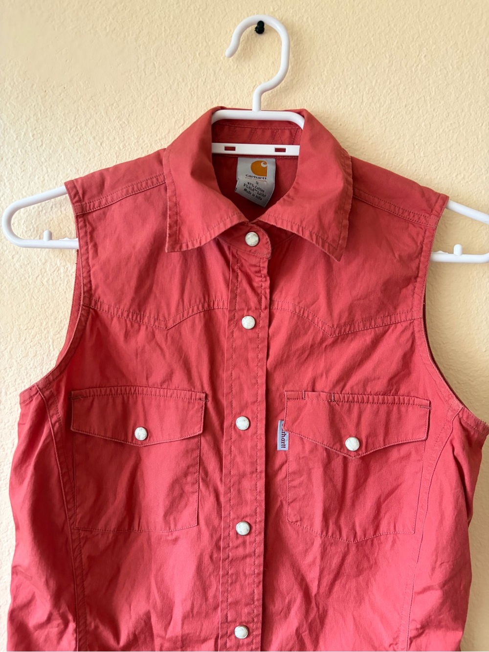 Carhartt Coral Snap Button Utility Vest Workwear Western Sleeveless Shirt Top - Picture 4 of 10